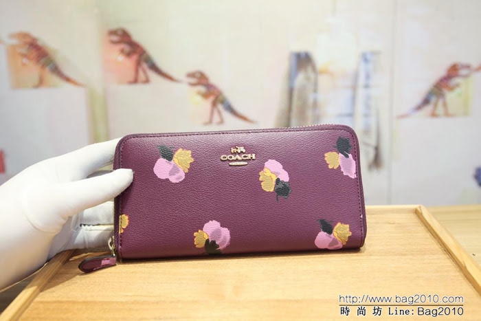 COACH蔻馳 55950 牛皮女錢包 花卉印花塗層 拉鏈錢包  Chz1198
